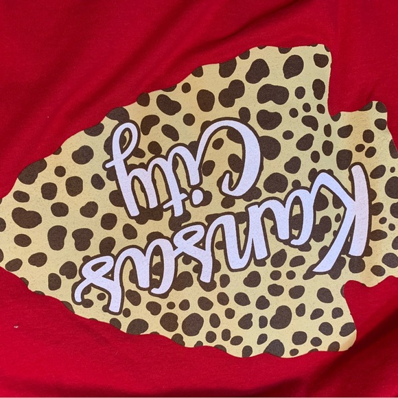 Chiefs Red Long Sleeve Shirt with KC logo over Animal Print - Picture 4 of 4
